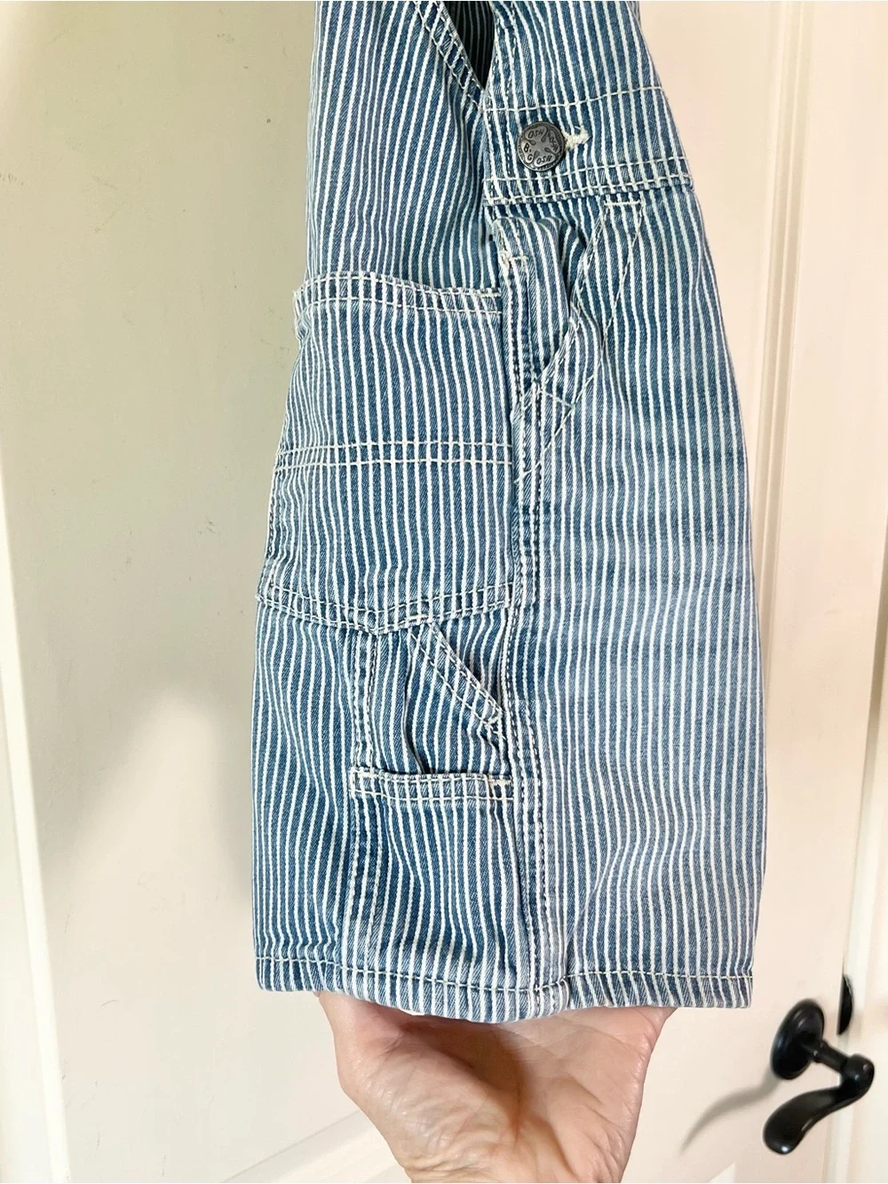Vtg OshKosh B'gosh Striped Overalls Toddler 4T Railroad Hickory Vestbak USA